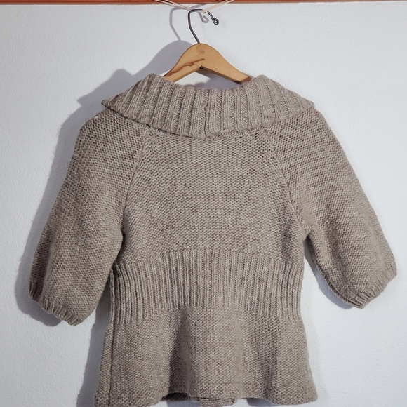 Small Free People Oatmeal Wool Blend Boho Cottagecore Knit Sweater - Picture 7 of 10
